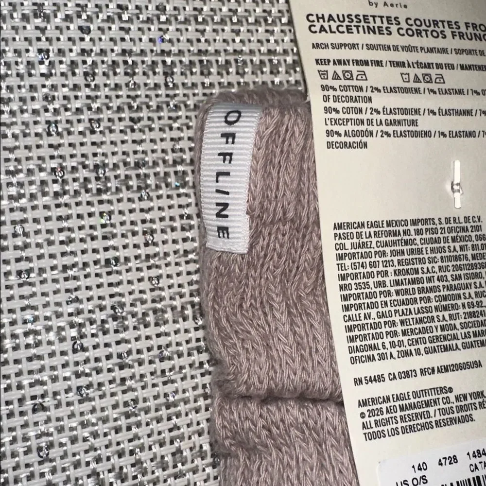 OFFLINE Pebble Brown Short Scrunch Tab Logo Cotton Socks